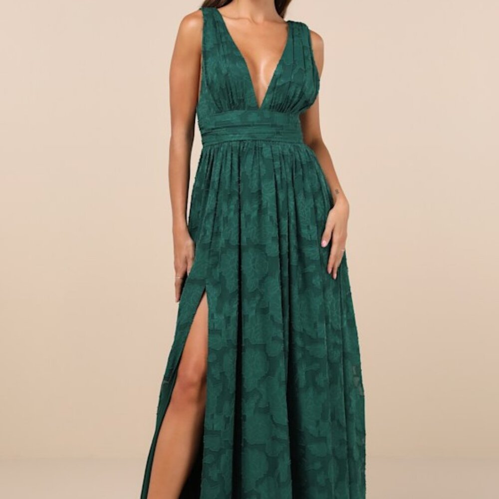 Lulus Sweet Sophistication Green Burnout Floral Maxi Dress - Size XL